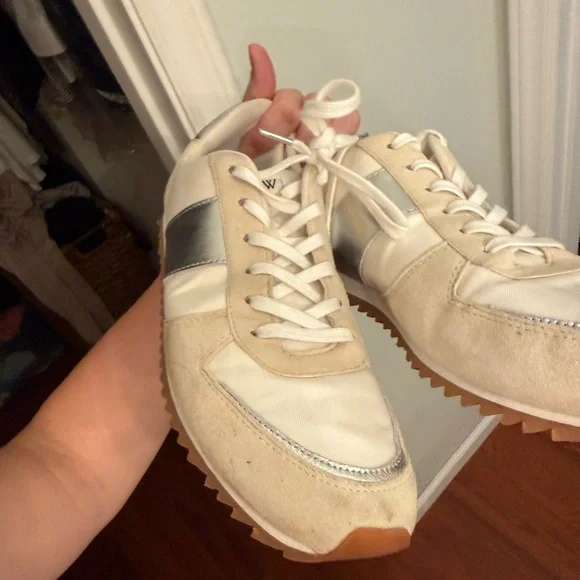 J Crew trainers in metallic colorblock Women's Cream Sneakers with Gold Accents - Picture 10 of 12